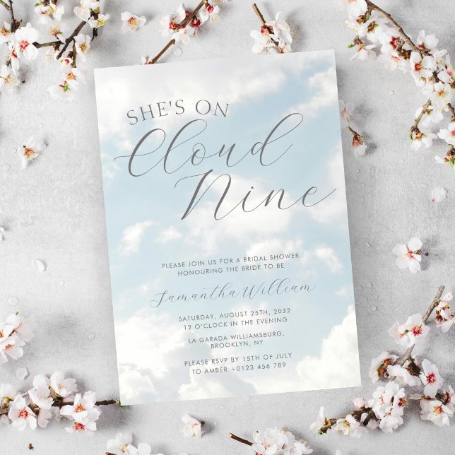Cloud Nine Blue Cloudy Sky Modern Bridal Shower  Invitation (Creator Uploaded)