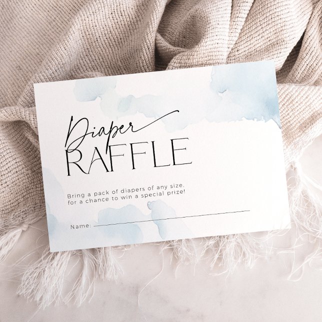 Cloud Nine Blue Diaper Raffle Ticket Baby Shower Enclosure Card (Creator Uploaded)