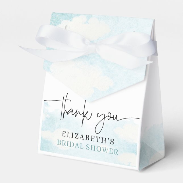 Cloud Nine Blue White Bridal Shower thank you Favour Box (Front Side)