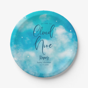 Cloud Nine Boy Baby Shower Paper Plate