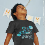 Cloud Nine Boy Birthday Party T-Shirt<br><div class="desc">Cute t shirt for your boy's 9th birthday party! Watercolor illustration of blue sky with clouds and stars. The text says "on cloud nine."</div>