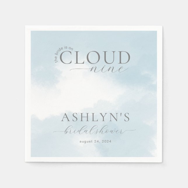 Cloud Nine Bridal Shower Paper Napkins (Front)