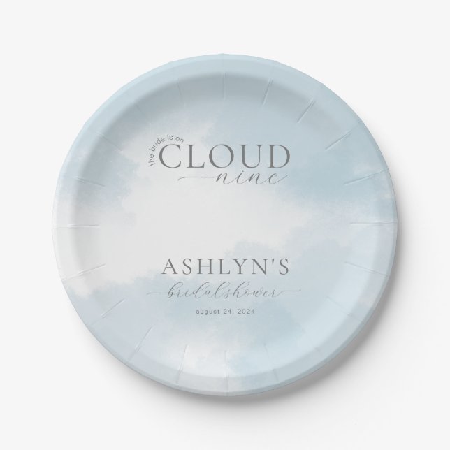 Cloud Nine Bridal Shower Paper Plates (Front)