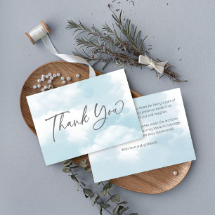 Cloud nine bridal shower pastel grey clouds thank you card