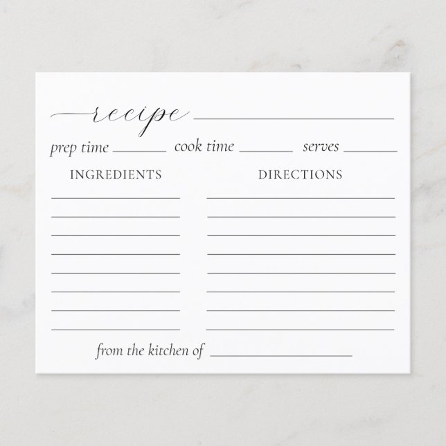 Cloud Nine Bridal Shower Recipe Card (Front)