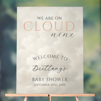 Cloud Nine Clouds Baby Shower Welcome Acrylic Sign