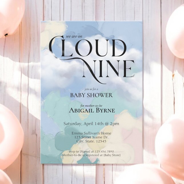 Cloud Nine Elegant Pastel Baby Shower Invitation (Creator Uploaded)