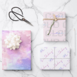 Cloud Nine Girl 9th Birthday Party Wrapping Paper Sheet