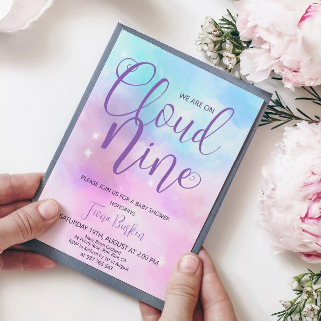 Cloud Nine Girl Baby Shower Invitation.  Invitation (Creator Uploaded)
