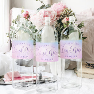Cloud Nine Girl Baby Shower   Water Bottle Label