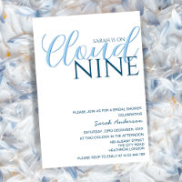 Cloud Nine Minimalist Blue White bridal shower