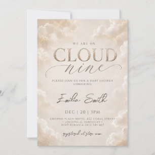 Cloud Nine Neutral Beige Baby Shower Invitation