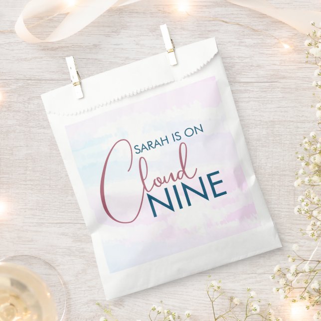 Cloud Nine Pastel Pink Bridal Shower Favour Bags (Clipped)