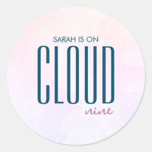 Cloud Nine Pastel Purple Blue Modern Bridal Shower Classic Round Sticker