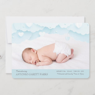 Cloud Nine Photo Birth Announcement Blue