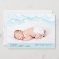 Cloud Nine Photo Birth Announcement Blue