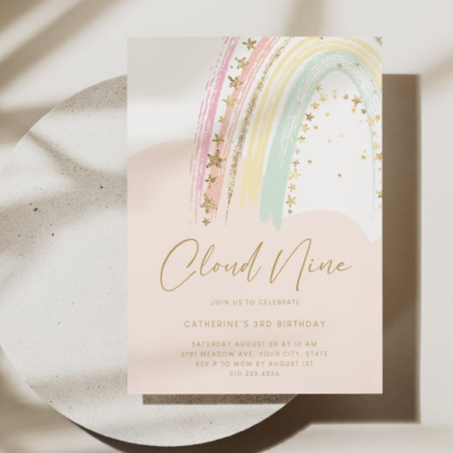 Cloud Nine Rainbow Birthday Invitation (Creator Uploaded)