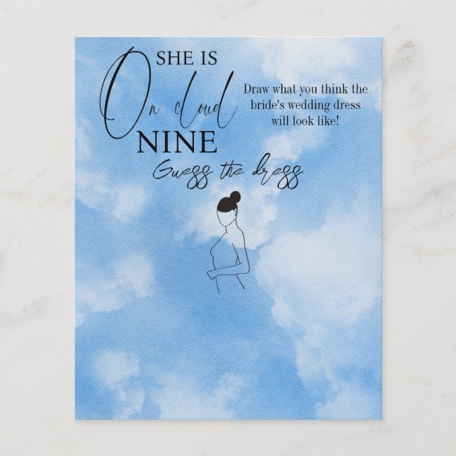 Cloud Nine Sky Blue Bridal Shower Guess Dress Game (Front)