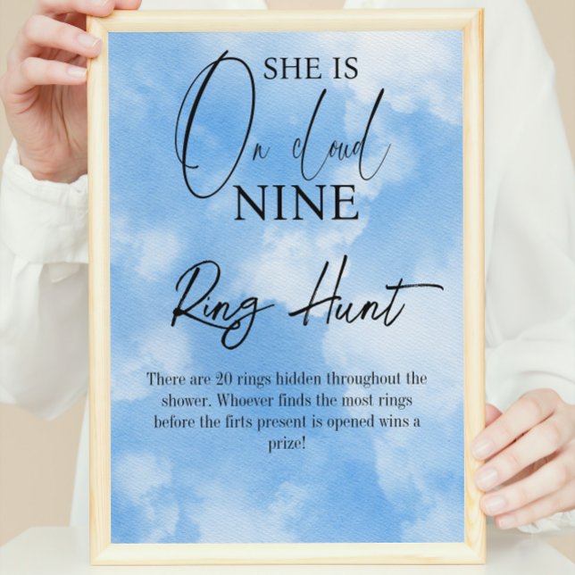 Cloud Nine Sky Blue Bridal Shower Ring Hunt Game Poster (Creator Uploaded)
