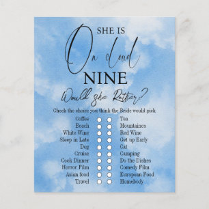 Cloud Nine Watercolor Sky Blue Bridal Shower Game