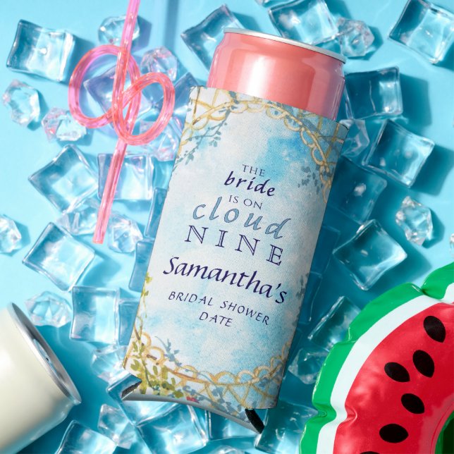 Cloud Nine Whimsical Rococo Revival Bridal Shower Seltzer Can Cooler (In Situ Summer)