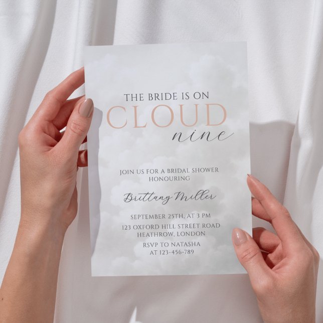 Cloud Nine White Clouds Bridal Shower Invitation (Creator Uploaded)