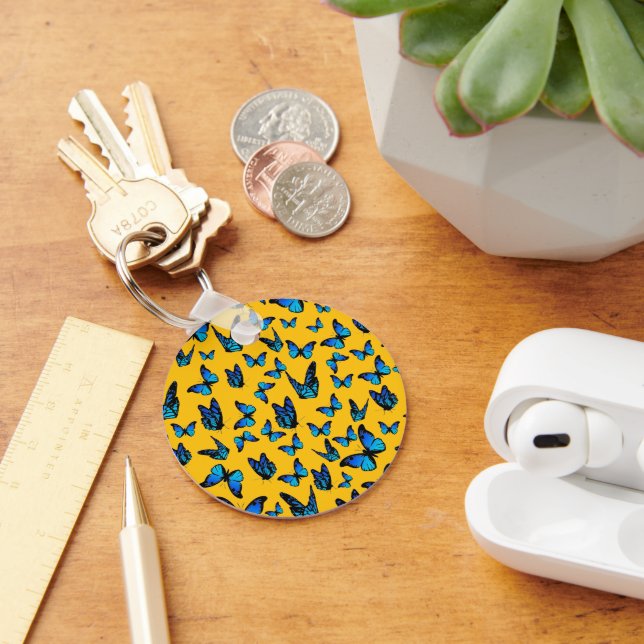 cloud of blue butterflies key ring (Desk)