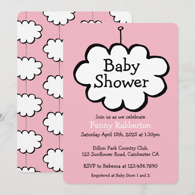 Cloud on a String Baby Shower Invite (Front/Back)