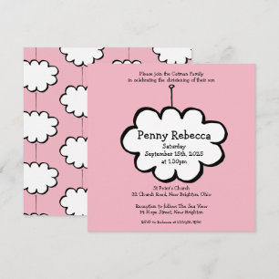 Cloud on a String Christening Invitation
