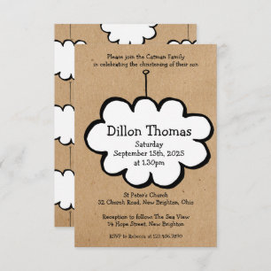 Cloud on a String Christening Invitation