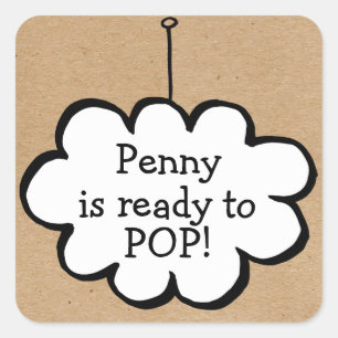 Cloud on a String Kraft Ready to POP Square Sticker