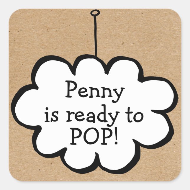 Cloud on a String Kraft Ready to POP Square Sticker (Front)