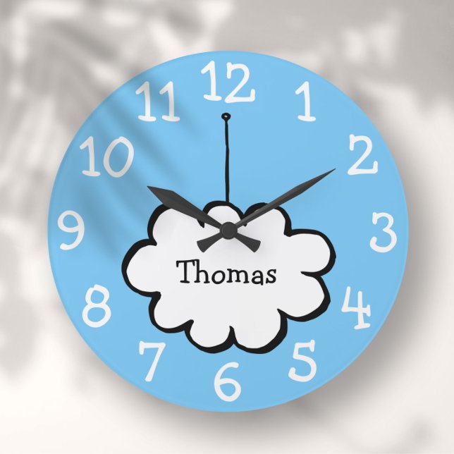 Cloud on a String Personalised Name  Large Clock (Cloud on a String Personalized Name Large Clock)