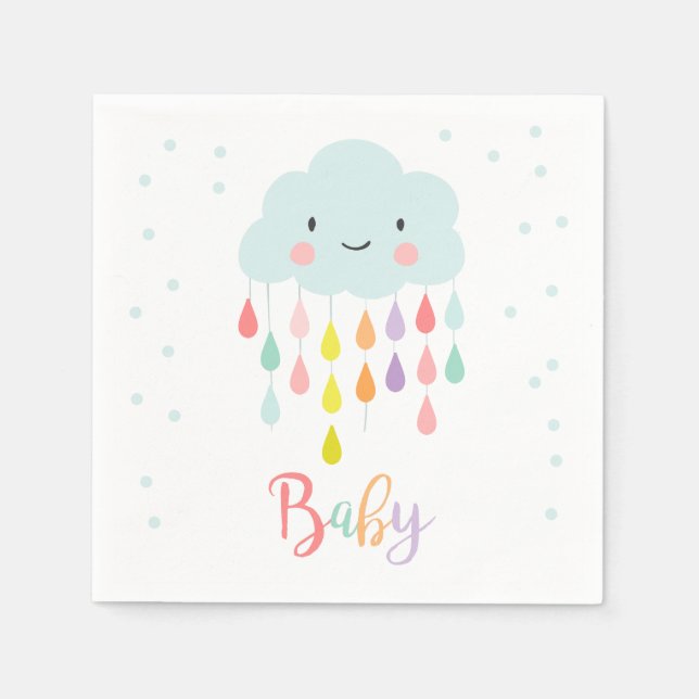 Cloud Paper Napkin Baby sprinkle Raindrops Shower (Front)