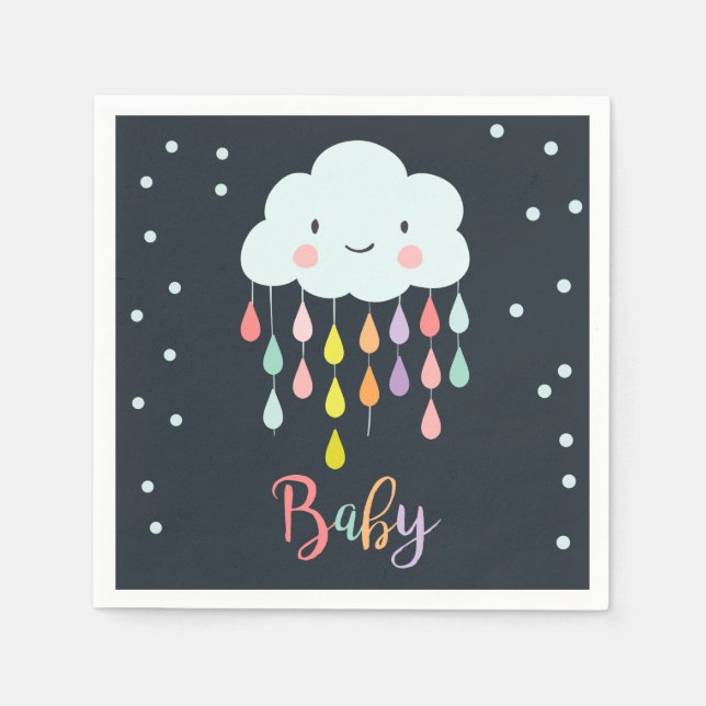 Cloud Paper Napkin Baby sprinkle Raindrops Shower (Front)