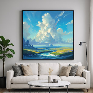 Cloud Pillar - Painterly Nature Illustration Style Poster
