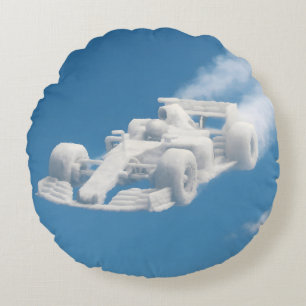 Cloud racer, surreal F1 sky art round throw cushio Cushion