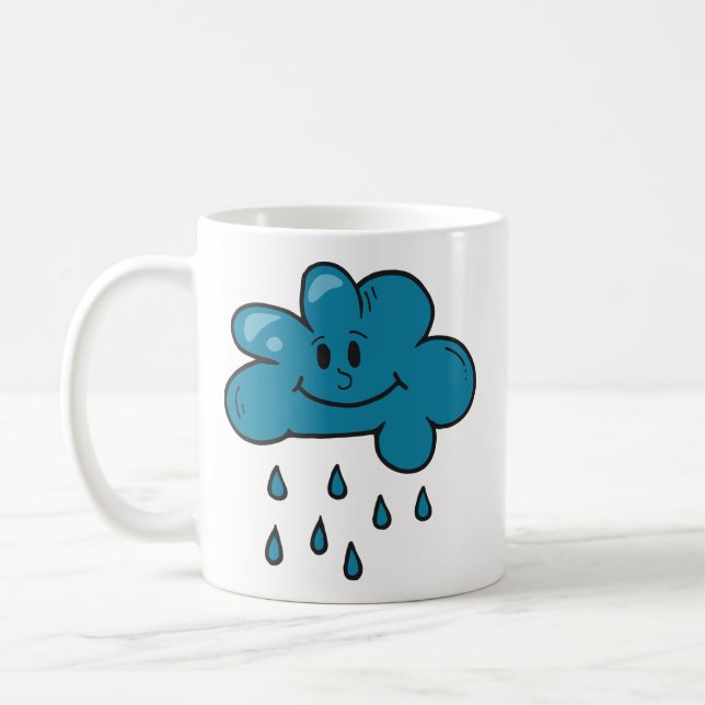 Cloud Rain Drawing Illustration | Weather & Nature Coffee Mug (Left)