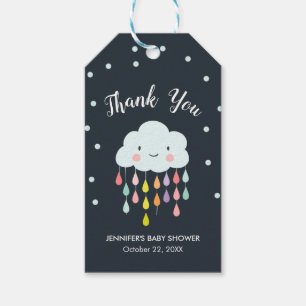 Cloud Raindrops Rainbow Neutral Thank You Boy Gift Tags