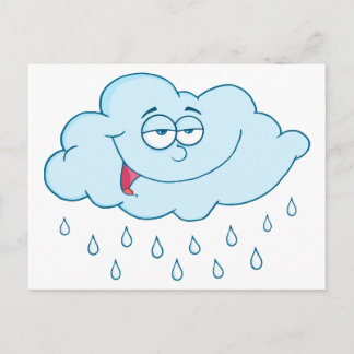Cloud Raining Mascot Cartoon Character Postcard