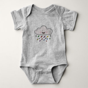 Cloud Raining Rainbow Drops Baby Bodysuit