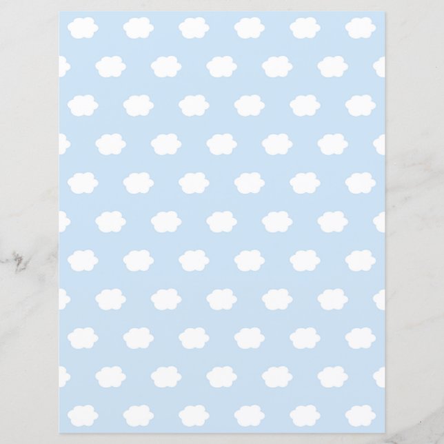 Cloud Scrapbook Paper White on Blue Sky (Front)