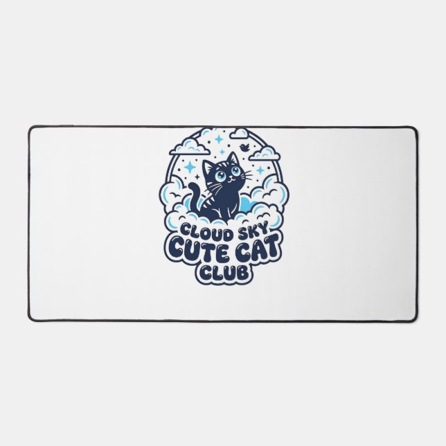 Cloud Sky Cute Cat Pet Lover Shirt Art - Cloud Sky Desk Mat (Front)