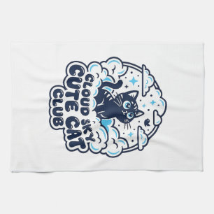 Cloud Sky Cute Cat Pet Lover Shirt Art - Cloud Sky Tea Towel