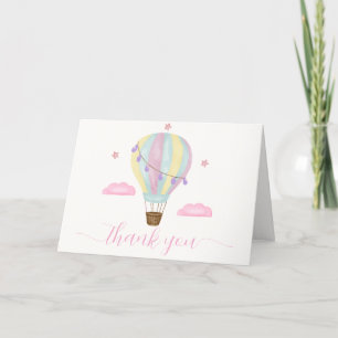 Cloud Star Rainbow Hot Air Balloon Baby Shower Thank You Card