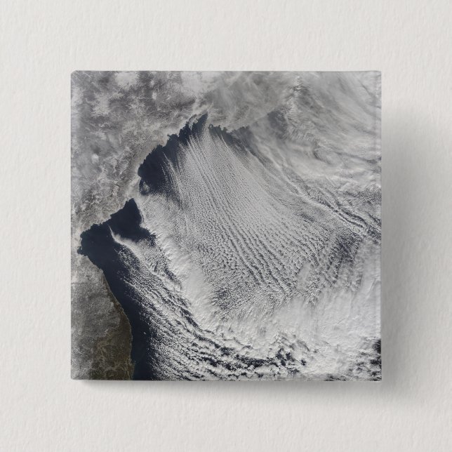 Cloud streets forming over the Sea of Japan 15 Cm Square Badge (Front)