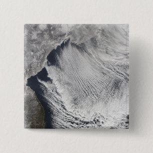 Cloud streets forming over the Sea of Japan 15 Cm Square Badge