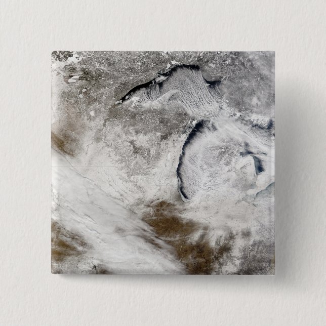 Cloud streets over Lake Superior and Lake Michi 15 Cm Square Badge (Front)