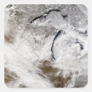 Cloud streets over Lake Superior and Lake Michi Square Sticker