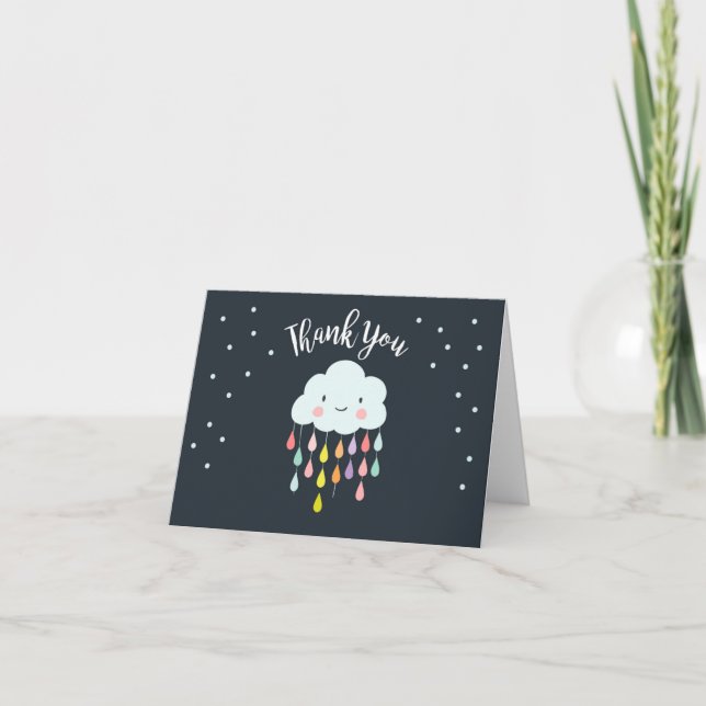 Cloud Thank you card Raindrop Baby shower Sprinkle (Front)